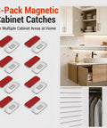 8 Pack Magnetic Cabinet Door Catch Set With Slim Stainless Steel Design Adhesive Mounting for various cabinet uses