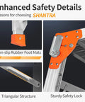 All In One Grab And Go Adjustable Work Platform And Folding Ladder Aluminum Construction 330 Lb Capacity 24 To 35 Inch Reach Heavy Duty Portable Work Bench Stool With Non Slip Feet safety lock detail