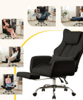 Ergonomic Cross Legged Office Chair With Footrest For Big And Tall Folks Leather Executive Chair with recline and lumbar support