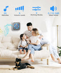Family enjoying home with Expandable Wireless Doorbell Kit With 1300ft Range, Waterproof Outdoor Button, on living room wall.