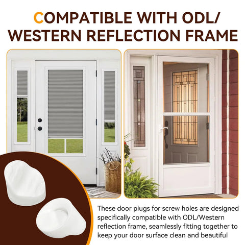 50Pcs Entry Door Plugs Set For Door Frames And Window Screw Holes White Diameter Five Sixteenths By One Quarter Inch Compatible With ODL And Western Reflection Frame Keeps Door Surfaces Clean And Neat; compatible with door frames image