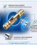 Hidden Barrel Hinges With Magnets For Wooden Boxes, 28 Cylinder Hinges in premium brass with strong magnetic closure