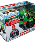 Official Licensed Nintendo Mario Kart Yoshi Quad RC Car in packaging with 2.4 GHz remote, differential gears, pneumatic tires.