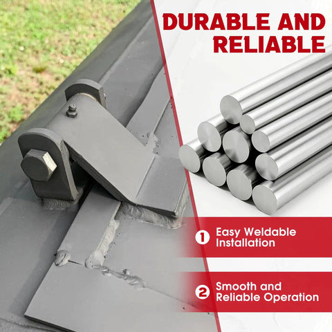 Heavy Duty Steel Dump Trailer Hinge, Weld On Trailer Door Hinge for flatbeds, showing welded mount and steel rods.