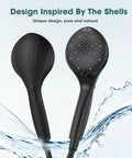 Back and front view of Filtered Handheld Shower Head With BuiltIn Filter, High Pressure 8Mode Showerhead, black design.