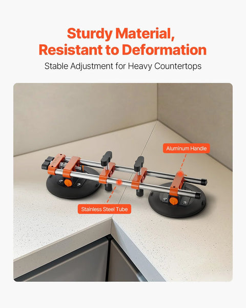 VEVOR Seamless Seam Setter 2-Pack with 6-inch vacuum suction cups on stainless steel bars for countertops