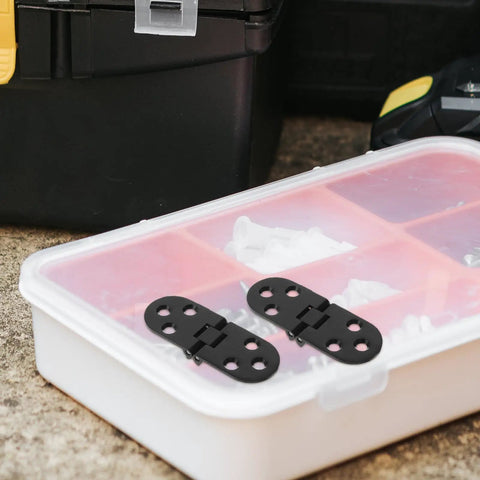 Beefy Heavy Duty Folding Table Hinges Aluminum Alloy Concealed Flip Hinges on storage box in outdoor setting