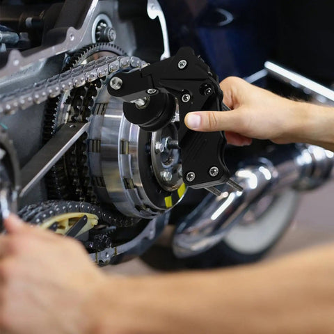 Super Smooth Ride With This Heavy Duty Motorcycle Chain Tensioner Kit Featuring Durable Aluminum Alloy Roller Guide Designed For Safe And Effortless Riding On Your Bike Today installed on motorcycle chain