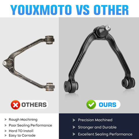 Comparison of Chevrolet Front Upper Control Arm Kit With Ball Joints Bolt On Durable Upgrade for Suburban 1500 Tahoe vs other brand.