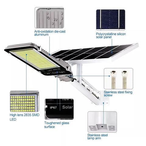 Close-up of JUDYSSY Spot Lightingsolar Street Lights Outdoor Dusk to N, Solar Flood Light with remote control features.