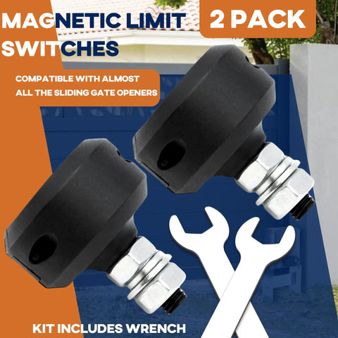 Two Pack Sliding Gate Opener Magnets With Installation Wrench For Magnetic Limit Switches, kit includes wrench.
