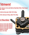 Diagram showing Outboard Fuel Pump 18-7350 For Johnson Evinrude Sierra Mallory Seahorse Engines 6Hp-15Hp 1981 To 1992 Swap-In