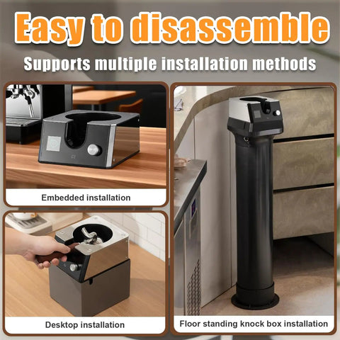 Game Changer Electric Portafilter Cleaner And Espresso Puck Vacuum for no sweat cleanup in different installation methods.