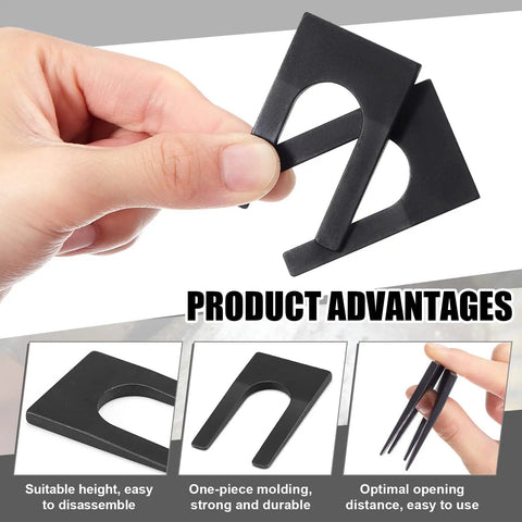 Heavy Duty Four Pack Drill Chuck Removal Wedge Set Compatible With Jt33 And Jt6 Arbors, showcasing durable black steel wedges in hand.