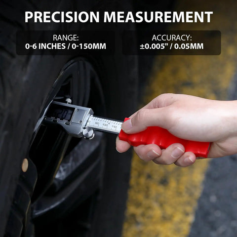 Using Digital Caliper For Disc Brake Rotor Micrometer And Thickness Measurement With LCD Display 6 Inch Tool on tire