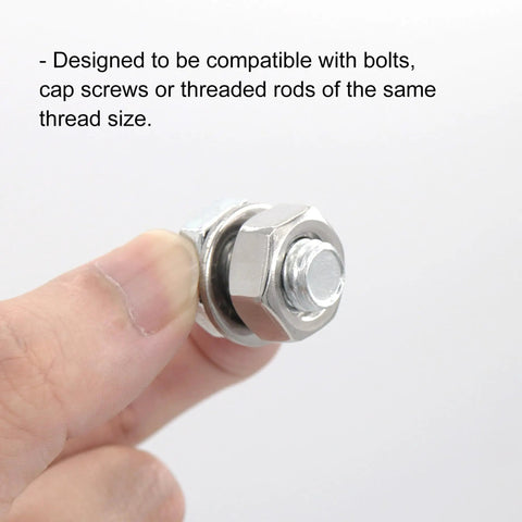 Big Time Heavy Duty M6 Flat Washers 14mm Outer Diameter Crafted From Top Notch 18 8 304 Stainless Steel For Hardware Bolts And Nuts Rust Resistant Lock Tight Fit 50 Count Bulk Pack in hand with bolt.