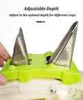 Adjustable stainless steel nozzle detail of All In One Garden Push Seeder With Wheel Dual Hopper Seed Sower And Fertilizer Applicator