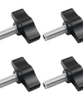 4 Pack Stainless Steel Thumb Screws With Black Aluminum Knobs 1/4-20 x 3/4 Inch Tee Wing Hardware Standard Coarse Thread