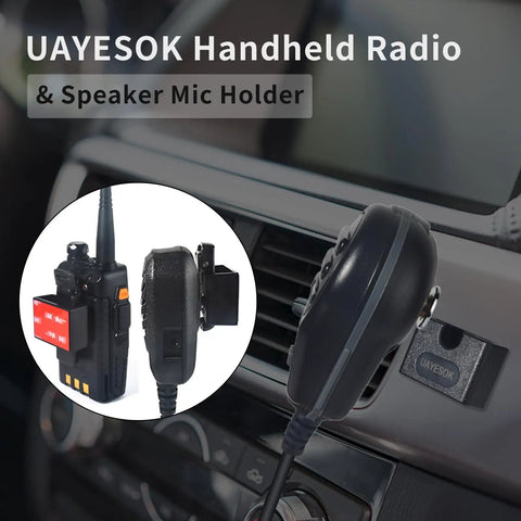 Universal Adhesive CB Microphone Mount For Cars Trucks And Boats Ham Radio Speaker Holder on vehicle dashboard