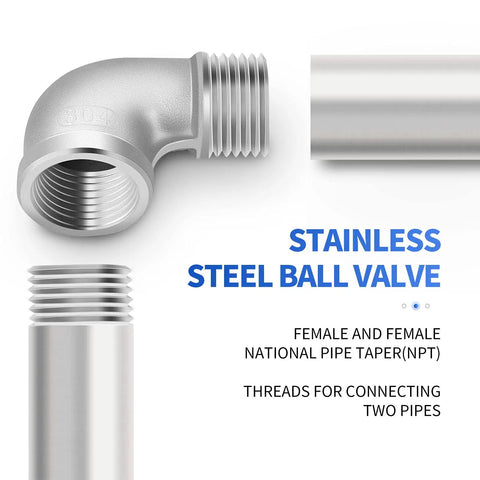 Five Pack 304 Stainless Steel 1 Inch NPT Male to 1 Inch NPT Female 90 Degree Pipe Elbow Fittings, side view