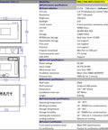 Diagram and specifications for 3.8 Inch PLC HMI All In One Integrated Programmable Logic Controller with 10 inputs and 7 relays.