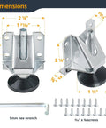 Heavy Duty Tough As Nails Adjustable Furniture Leg Levelers 4 Pack With Nylon Feet Screws And Lock Nuts dimensions shown
