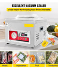 Commercial Chamber Vacuum Sealer That Locks Down Freshness And Keeps Your Kitchen Vibes On Point With A Smooth 180 Watt Pump For Heavy Duty Meat Packaging And Bang For Your Buck Storage, showing meats and vegetables in sealed bags.
