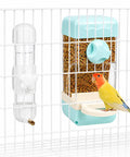 Top Tier Bird Water And Food Dispenser Set With Snap On Magnetic Tray And Drip Free Design For Parakeets Cockatiels And Lovebirds Zero Stress Maintenance with water and food container in bird cage.