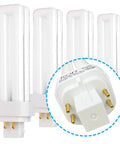 Four 13 Watt Double Tube CFL Light Bulbs G24Q-1 4 Pin Base 2700K Warm White 900 Lumens Great Longevity with 12000 Hour Life