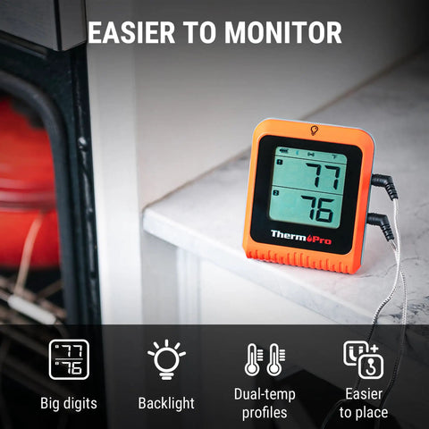 650 Ft Wireless Bluetooth Meat Thermometer With Dual Probes For Grilling And Smoking, digital readout, on kitchen counter