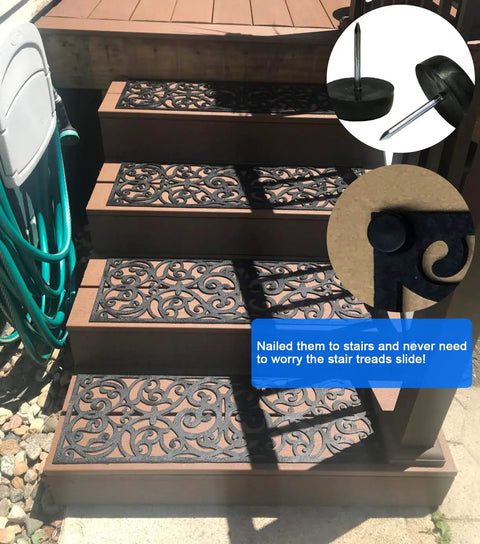 Outdoor Non Slip Rubber Stair Treads Set Of 4 With Stay On Kit Butterfly Design Anti Slip Mats For Steps 30 X 10 Inches
