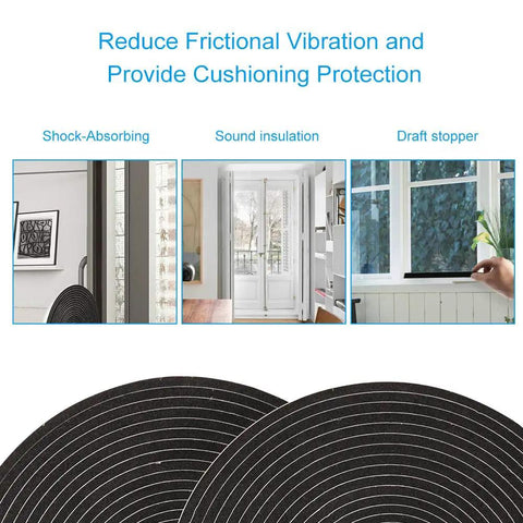 Two Rolls High Density Foam Tape For Door And Window Insulation With Single Sided Adhesive, Closed Cell Weather Stripping Seal
