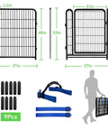 Outdoor Dog Fence For Yard And Garden, 48 Inch High, 8 Panels Spanning 17.7 Feet, 21 Inch Wide Low Threshold Gate, Temporary Fencing For Patio
