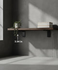 Matte Black Invisible Triangle Shelf Bracket Iron Wall Mount for Floating Shelves 3.9 x 2 Inch in living room setup