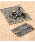 Three Piece Old School Antique Bronze Box Latch Set With Vintage Hasp Clasp And Hinges For Jewelry Boxes Suitcases Wooden Cabinets
