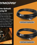 Coiled 20 ft high-strength nylon hose with 9/16" quick couplings for 100HP Hydraulic Outboard Steering Kit For Single Engine Boats Marine Hydraulic System With BiDirectional Locking Cylinders And 20 Ft High Strength Nylon Hose Easy Install Single Station