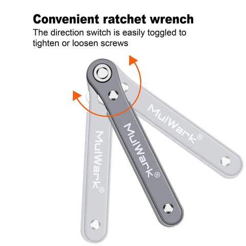 11 Piece Right Angle Screwdriver Set With One Quarter Inch Mini Ratchet Wrench For Close Quarters High Torque Low Profile EDC Tool 90 Degree Offset Reversible Drive Handle Pocket Sized Screwdriver Kit