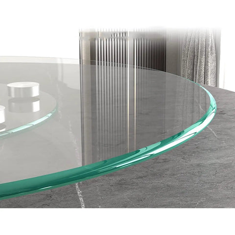 Close-up of the Beefy Heavy Duty Glass Lazy Susan Turntable with Silent Bearing and Anti Tilt Wheels, 10-inch round tempered glass