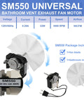 Universal Bathroom Exhaust Fan Motor Replacement Kit SM550 For 50 CFM 120V 3000 RPM Quiet Airflow product image.