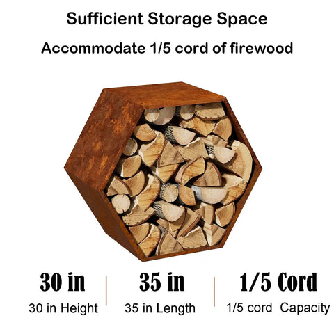 Hexagon Firewood Log Rack Built Tough With Honeycomb Design For Wood Storage Indoor Outdoor Use Durable Steel Pre Rust Finish Big Capacity