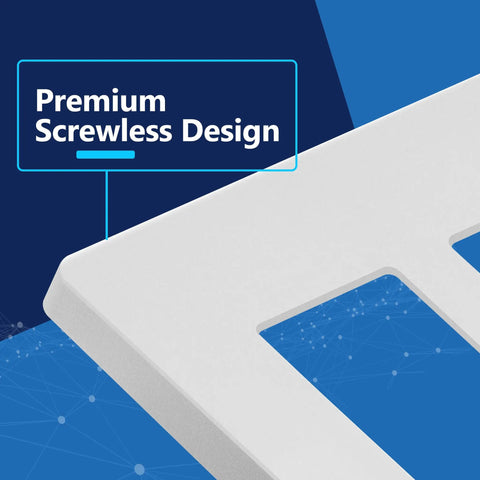 Screwless Decorator Switch Cover Two Gang Wall Plate Mid Size Matte White 4.88 By 4.92 Inches UL Listed Thermoplastic 10 Pack Compatible With Decorator Style Switches From Various Brands For Clean Easy Install