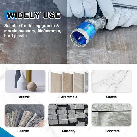 Diamond Tile Hole Saw Kit With Pilot Bit And Chamfer Blade For Porcelain Ceramic Stone Marble Dry Diamond Core Bits