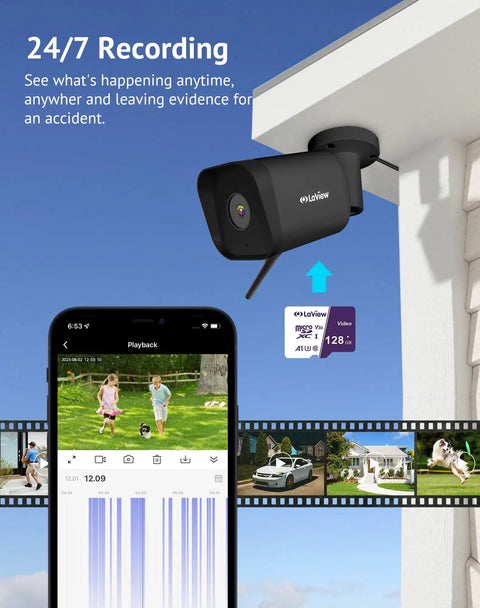 Outdoor Security Cam 1080P HD With Wi Fi Motion Detection Two Way Audio Night Vision 130 Degree Wide Angle Alexa Compatible