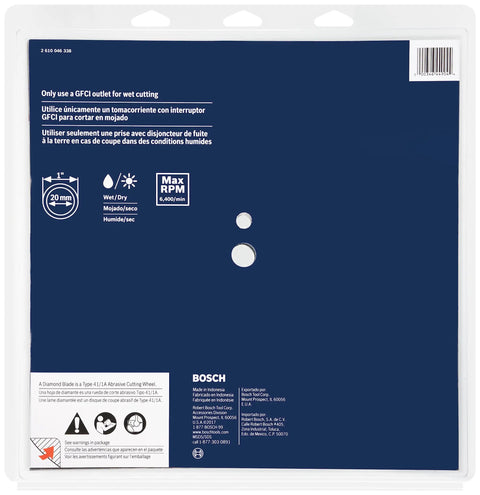 Back packaging of Xtreme 12 Inch Segmented Rim Diamond Blade Pro Grade detailing wet/dry use and safety instructions.