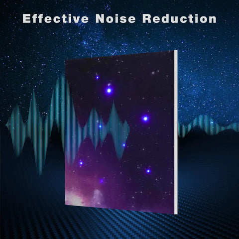 8 Pack Fiber Optic Starlight Soundproof Foam Panels For Walls And Ceilings, displaying stars and sound wave graphics.