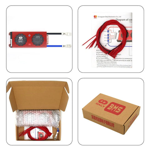 Rock Solid 12V 3S 300A Lithium Battery Protection Board PCB BMS with balance wires and cooling fan in packaging.