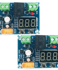 Heavy Duty 12 To 36 Volt Low Voltage Protector For Lithium Batteries No Hassle Auto Cut Off Switch With Crisp Digital Readout And Tight Voltage Control Pack Of Two, showing the electronic components and digital display.