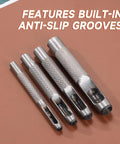 Heavy Duty Leather Hole Punch Set With 1mm To 10mm Holes Twenty Five Sixty Fourths Inch Hollow Round Punches Carbon Steel Build