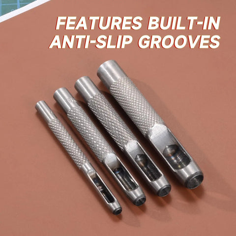 Heavy Duty Leather Hole Punch Set With 1mm To 10mm Holes Twenty Five Sixty Fourths Inch Hollow Round Punches Carbon Steel Build