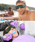 Fit-Over Laser Safety Glasses For Hair Removal And Cosmetology, Pro-Grade Oversized Green Lens, OD 4 Plus, EN207 Compliant, worn by people